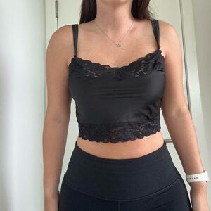 Brandy Melville Black Dionne Silk Tank With Lace Lining!